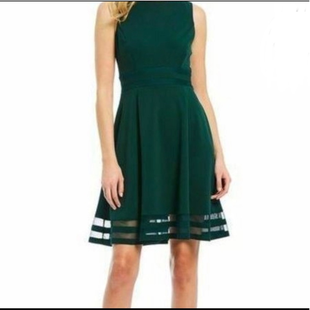 CALVIN KLEIN Illusion-Trim Fit and Flare Dress